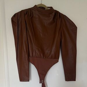 CULPOS X INC faux leather body suit